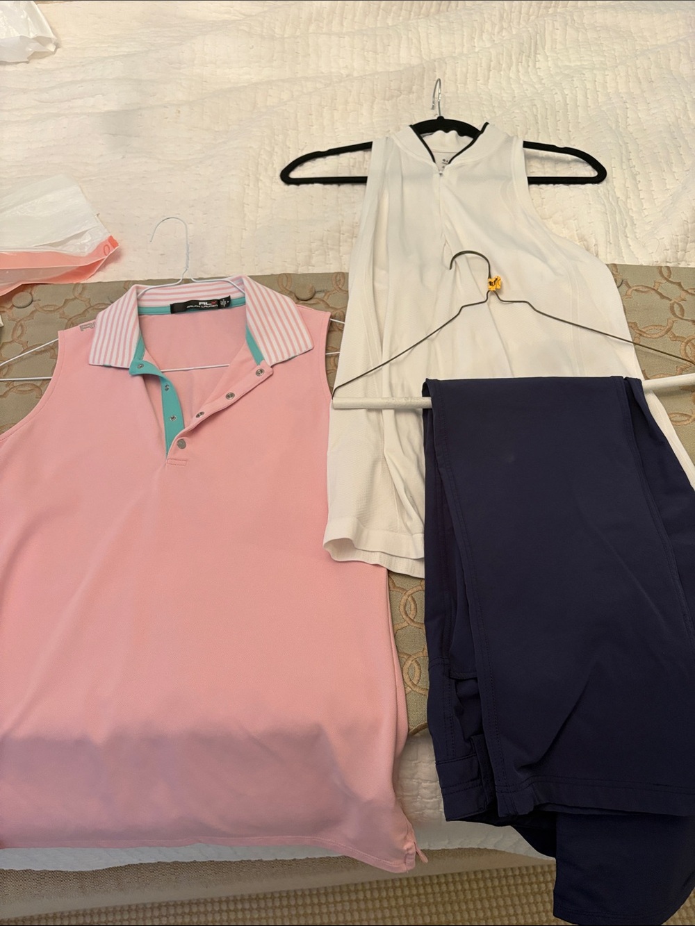 Ralph Lauren Pink Sleeveless Polo Tank with Teal Placket